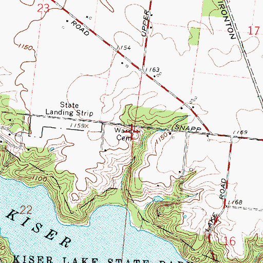 Topographic Map of Ward Cemetery, OH