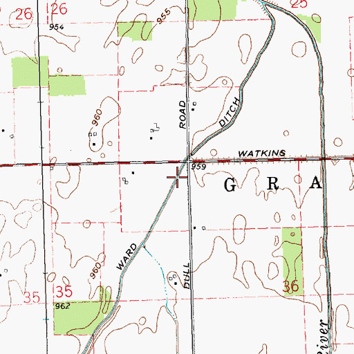 Topographic Map of Ward Ditch, OH