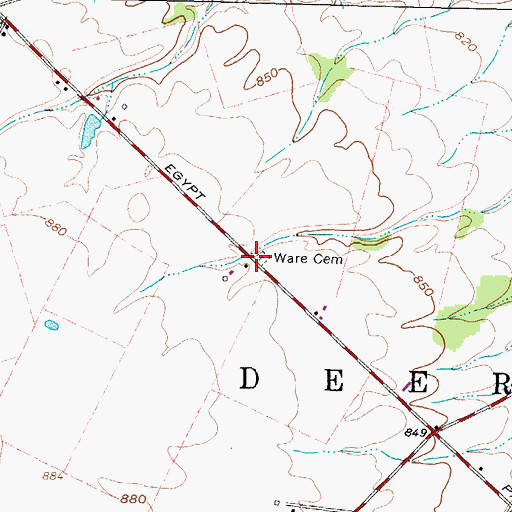 Topographic Map of Ware Cemetery, OH