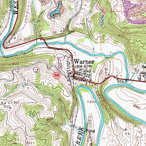 Topographic Map of Warner, OH