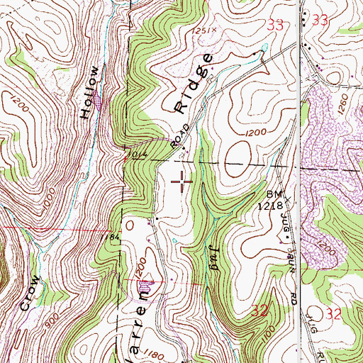 Topographic Map of Warren Ridge, OH