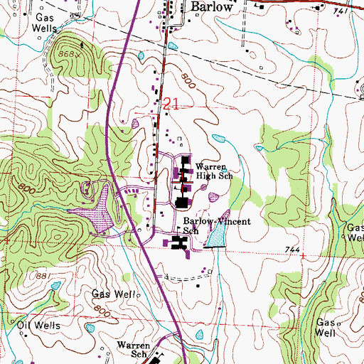 Topographic Map of Warren High School, OH