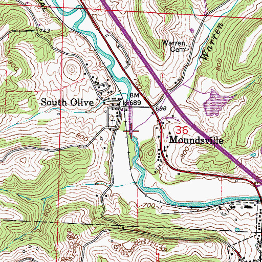 Topographic Map of Warren Run, OH