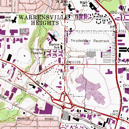 Topographic Map of Warrensville Heights, OH