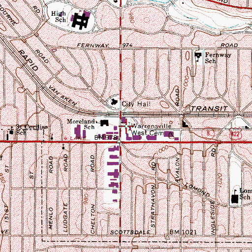 Topographic Map of Warrensville West Cemetery, OH