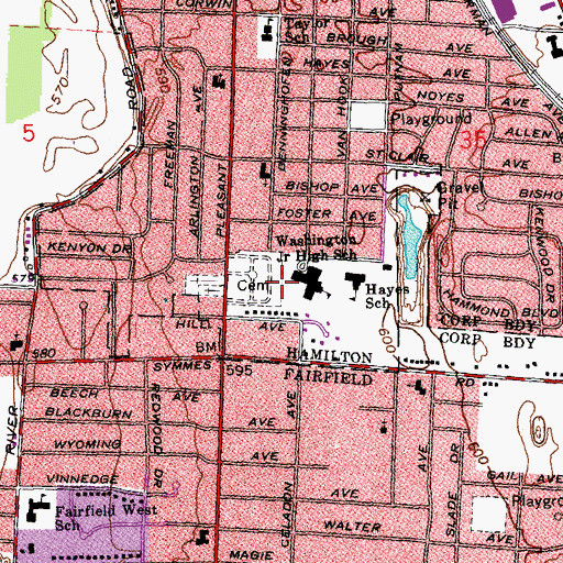 Topographic Map of Washington High School, OH