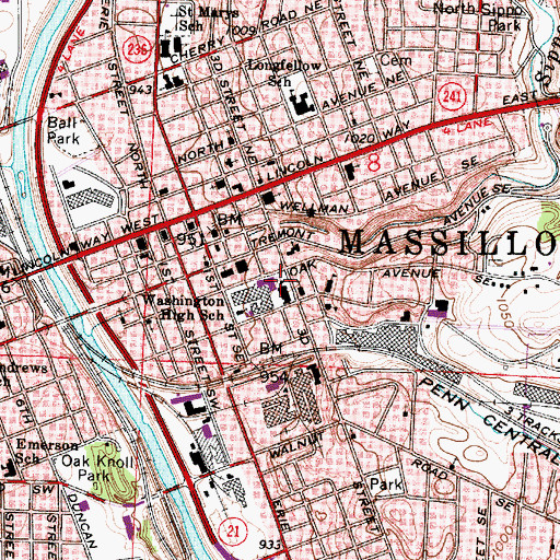 Topographic Map of Washington High School, OH