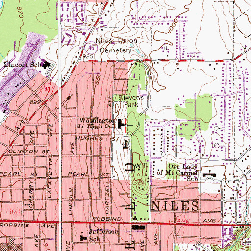 Topographic Map of Washington Junior High School, OH