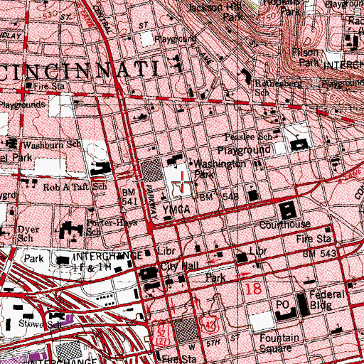 Topographic Map of Washington Park, OH