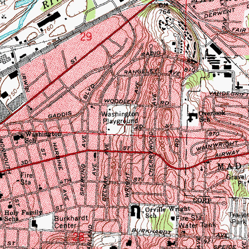 Topographic Map of Washington Playground, OH
