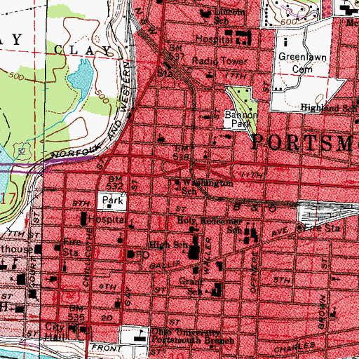 Topographic Map of Washington School, OH