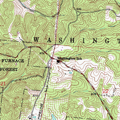 Topographic Map of Washington School, OH