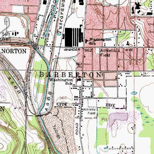 Topographic Map of Washington School, OH