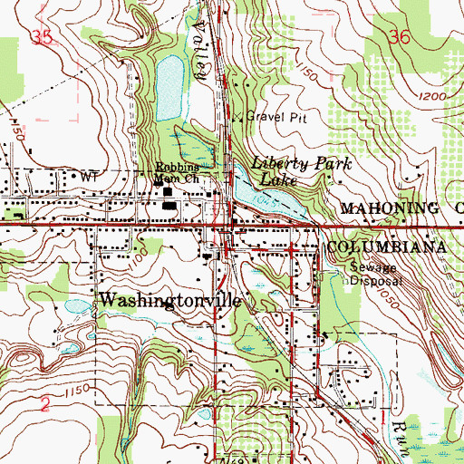 Topographic Map of Washingtonville, OH