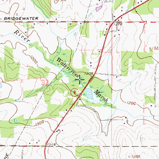 Topographic Map of Watercress Marsh, OH