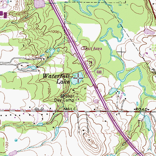 Topographic Map of Waterfall Lake, OH