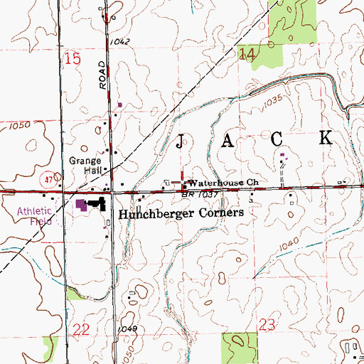 Topographic Map of Waterhouse Church, OH