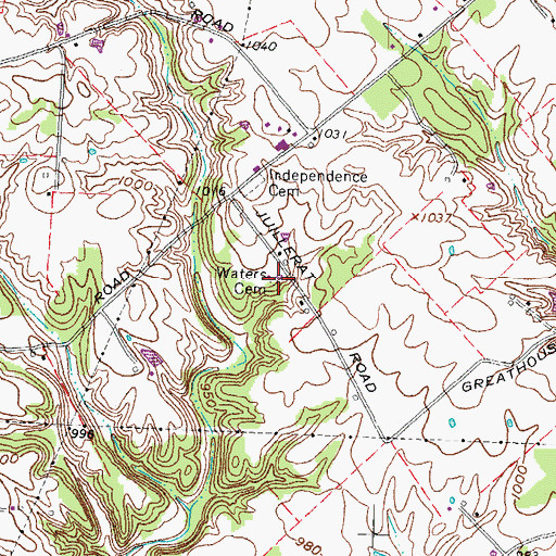Topographic Map of Waters Cemetery, OH