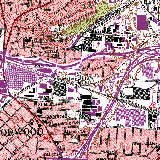 Topographic Map of Waterworks Park, OH