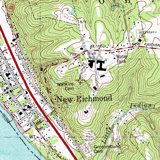 Topographic Map of Watkins Hill Cemetery, OH