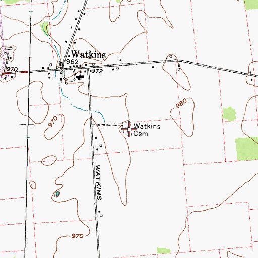 Topographic Map of Watkins Cemetery, OH
