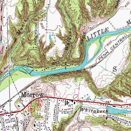 Topographic Map of Watkins Run, OH