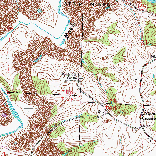 Topographic Map of Watson Cemetery, OH