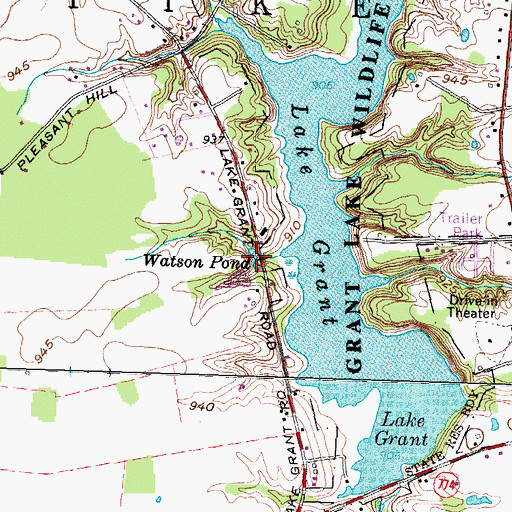 Topographic Map of Watson Pond, OH