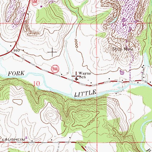 Topographic Map of Wayne School, OH