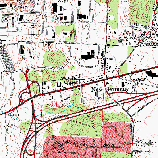 Topographic Map of Wayside Chapel, OH