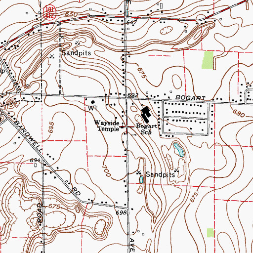 Topographic Map of Wayside Temple, OH