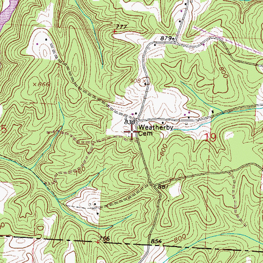 Topographic Map of Weatherby Cemetery, OH