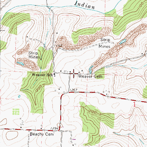 Topographic Map of Weaver Cemetery, OH