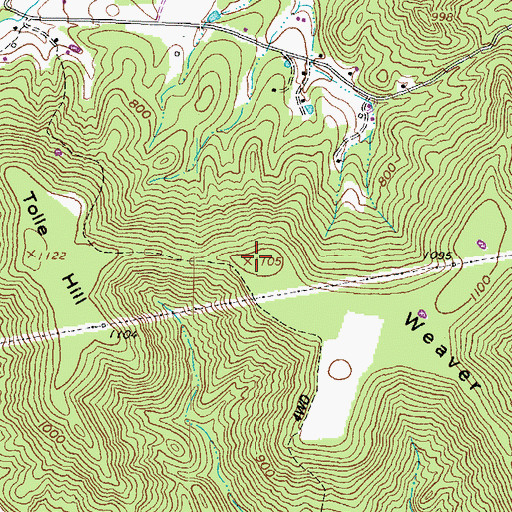 Topographic Map of Weaver Hill, OH