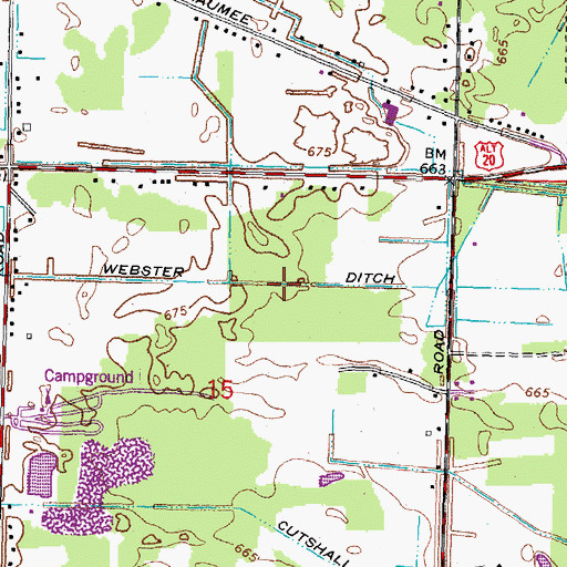 Topographic Map of Webster Ditch, OH