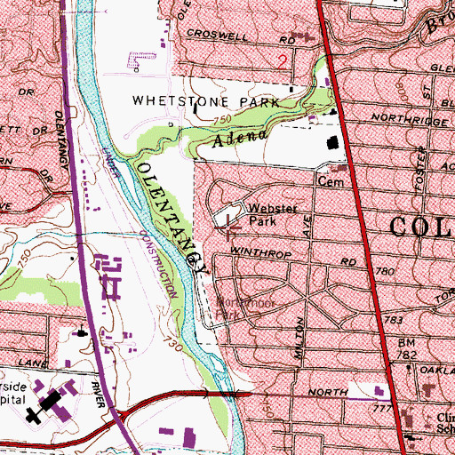 Topographic Map of Webster Park, OH