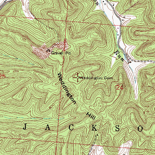 Topographic Map of Weddington Cemetery, OH