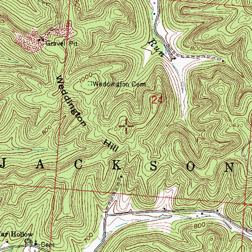Topographic Map of Weddington Hill, OH
