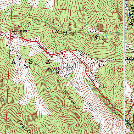 Topographic Map of Weeks Cemetery, OH