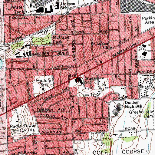 Topographic Map of Wegaman School, OH