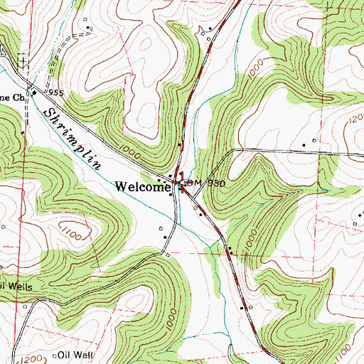 Topographic Map of Welcome, OH