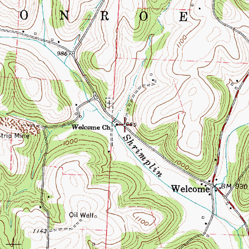 Topographic Map of Welcome Church of Christ, OH