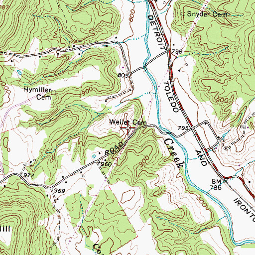Topographic Map of Weller Cemetery, OH