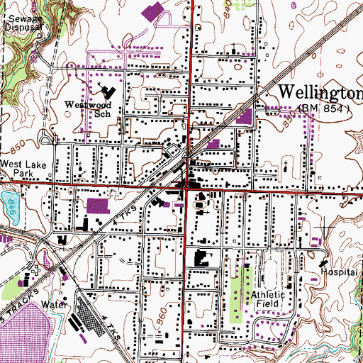 Topographic Map of Wellington, OH
