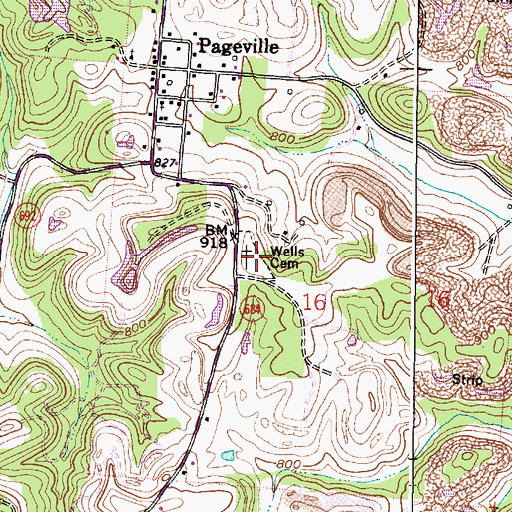 Topographic Map of Wells Cemetery, OH