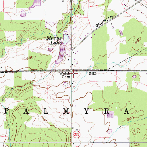 Topographic Map of Welsh Cemetery, OH