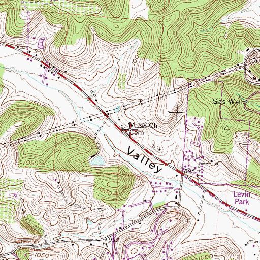 Topographic Map of Welsh Church, OH