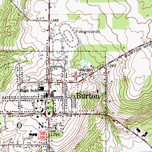 Topographic Map of Welton Cemetery, OH