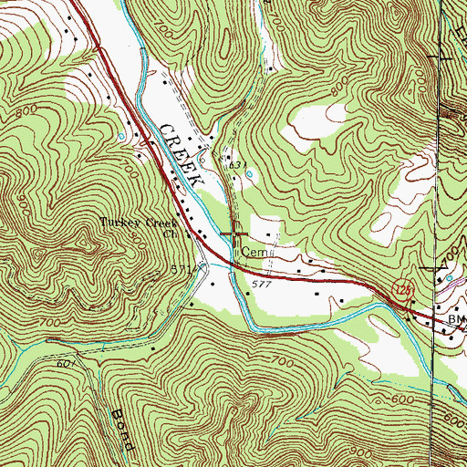 Topographic Map of Wes Run, OH