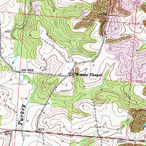 Topographic Map of Wesley Chapel, OH